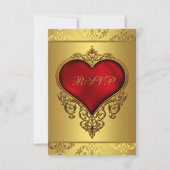 Elegante rode en gouden bruiloft RSVP (Voorkant)