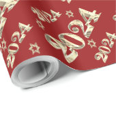 Elegante rode en gouden cijfers Gelukkig Nieuwjaar Cadeaupapier (Rol Hoek)