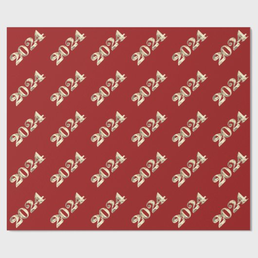 Elegante rode en gouden cijfers Gelukkig Nieuwjaar Cadeaupapier (Vlak)