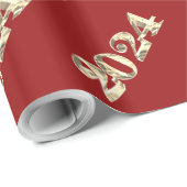 Elegante rode en gouden cijfers Gelukkig Nieuwjaar Cadeaupapier (Rol Hoek)