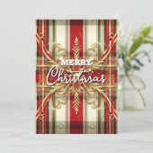 Elegante rode en gouden feestelijke ruit feestdagenkaart (Staand voorkant)