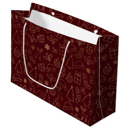 Elegante rode en gouden folie kerstpatroon groot cadeauzakje