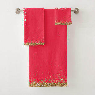 Elegante rode en gouden glinsterende badhanddoeken bad handdoek