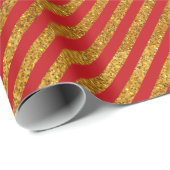 Elegante rode en gouden glitter diagonale strepen cadeaupapier (Rol Hoek)