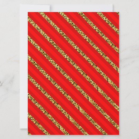 Elegante rode en gouden glitter strepen kerstfeest kaart (Achterkant)