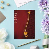 Elegante rode en gouden hart bruiloft uitnodiging (Insitu (Huwelijk))