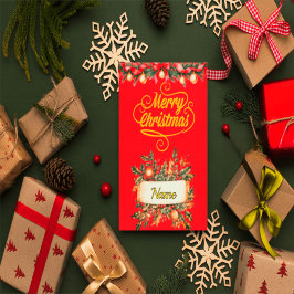 Elegante Rode en Gouden Kerst Foto Kaart | Persoon