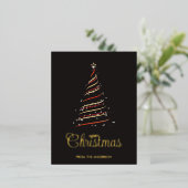 Elegante rode en gouden kerstboom goud folie feestdagen briefkaart (Staand Voorkant)
