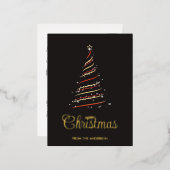 Elegante rode en gouden kerstboom goud folie feestdagen briefkaart (Voorkant / Achterkant)