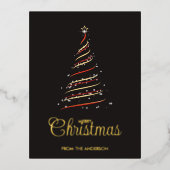 Elegante rode en gouden kerstboom goud folie feestdagen briefkaart (Voorkant)