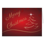 Elegante rode en gouden kerstboom kerst Kaart (Voorkant Horizontaal)
