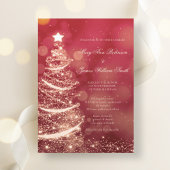 Elegante rode en gouden kerstbruiloft kaart