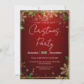 Elegante, rode en gouden kerstfeest uitnodiging (Voorkant)