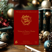 Elegante Rode en Gouden Kerstfeest Uitnodiging