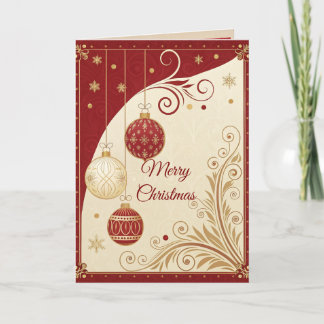 Elegante Rode en Gouden Kerstkaart Kaart