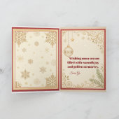 Elegante rode en gouden kerstkaart kaart (Binnen)