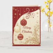 Elegante rode en gouden kerstkaart kaart (Gele Bloem)