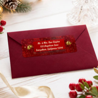 Elegante rode en gouden kerstklokken etiket