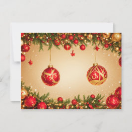 Elegante rode en gouden kerstornamentenlijst briefkaart