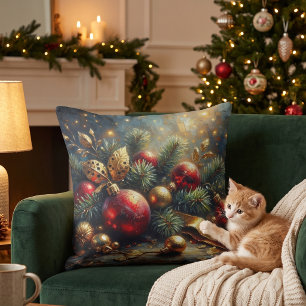 Elegante rode en gouden kerstversiering kussen