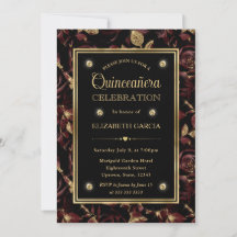 Elegante rode en gouden roos bloemige Quinceanera