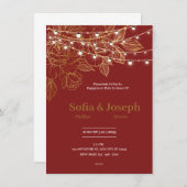 Elegante rode en gouden trouw uitnodiging (Voorkant / Achterkant)