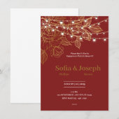 Elegante rode en gouden trouwuitnodiging kaart (Voorkant / Achterkant)