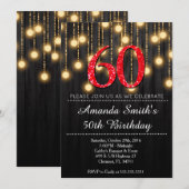 Elegante rode en gouden vrouwen 60e verjaardagsfee kaart (Voorkant / Achterkant)