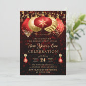 Elegante rode en gouden winterballen voor Oud en N Kaart (Staand voorkant)