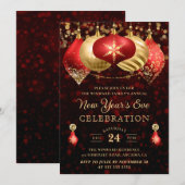 Elegante rode en gouden winterballen voor Oud en N Kaart (Voorkant / Achterkant)