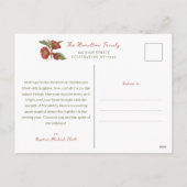 Elegante rode en groene bloemenkerst feestdagenkaart (Achterkant)