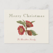 Elegante rode en groene bloemenkerst feestdagenkaart (Voorkant)