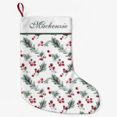 Elegante Rode en Groene Botanische Kerst Custom Kleine Kerstsok (Voorkant)