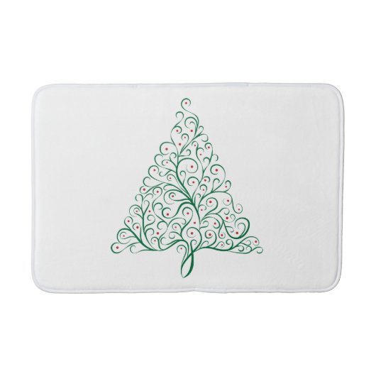 Elegante rode en groene kalligrafie kerstboom badmat (Voorkant)