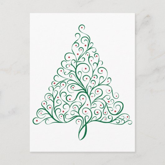 Elegante rode en groene kalligrafie kerstboom briefkaart (Voorkant)