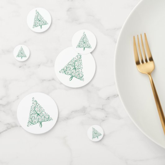 Elegante rode en groene kalligrafie kerstboom confetti (Groep)