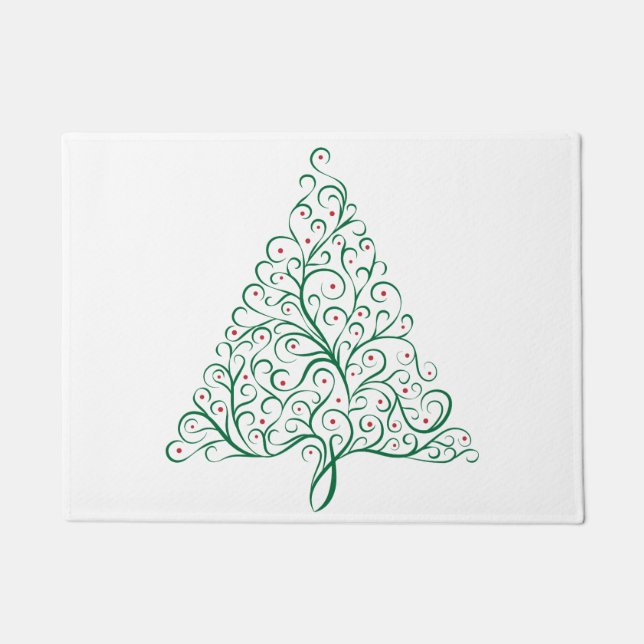 Elegante rode en groene kalligrafie kerstboom deurmat (Voorkant)