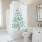 Elegante rode en groene kalligrafie kerstboom douchegordijn (In situ)