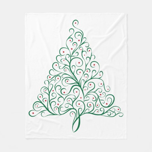 Elegante rode en groene kalligrafie kerstboom fleece deken (Voorkant)