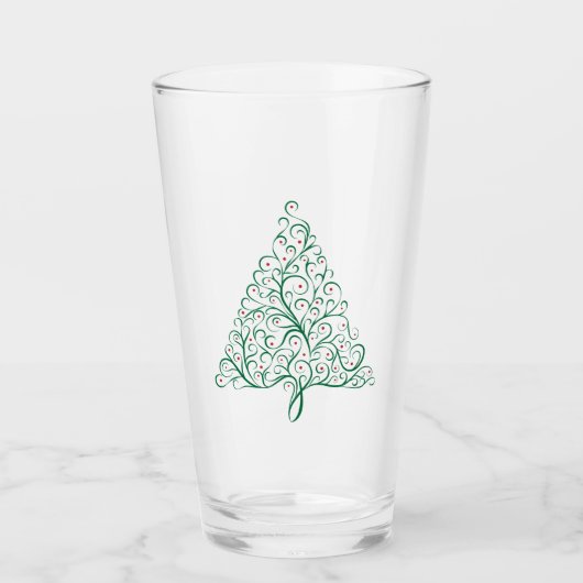 Elegante rode en groene kalligrafie kerstboom glas (Voorkant)