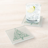 Elegante rode en groene kalligrafie kerstboom glazen onderzetter (Schuin)