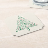 Elegante rode en groene kalligrafie kerstboom kartonnen onderzetters (Gekanteld)