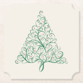 Elegante rode en groene kalligrafie kerstboom kartonnen onderzetters (Voorkant)