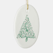 Elegante rode en groene kalligrafie kerstboom keramisch ornament (Rechts)