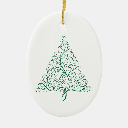 Elegante rode en groene kalligrafie kerstboom keramisch ornament (Voorkant)