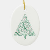Elegante rode en groene kalligrafie kerstboom keramisch ornament (Achterkant)