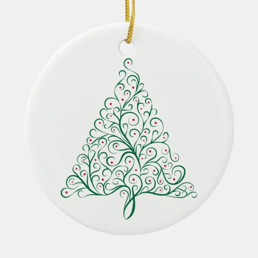 Elegante rode en groene kalligrafie kerstboom keramisch ornament (Voorkant)