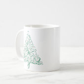 Elegante rode en groene kalligrafie kerstboom koffiemok (Voorkant links)