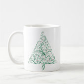 Elegante rode en groene kalligrafie kerstboom koffiemok (Links)