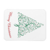 Elegante rode en groene kalligrafie kerstboom magneet (Horizontaal)